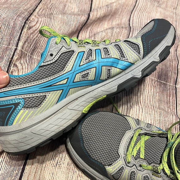 ASICS Gel Woman’s Size 10 Running Tennis Shoe Like New Gray Blue Lime Green - Picture 9 of 9